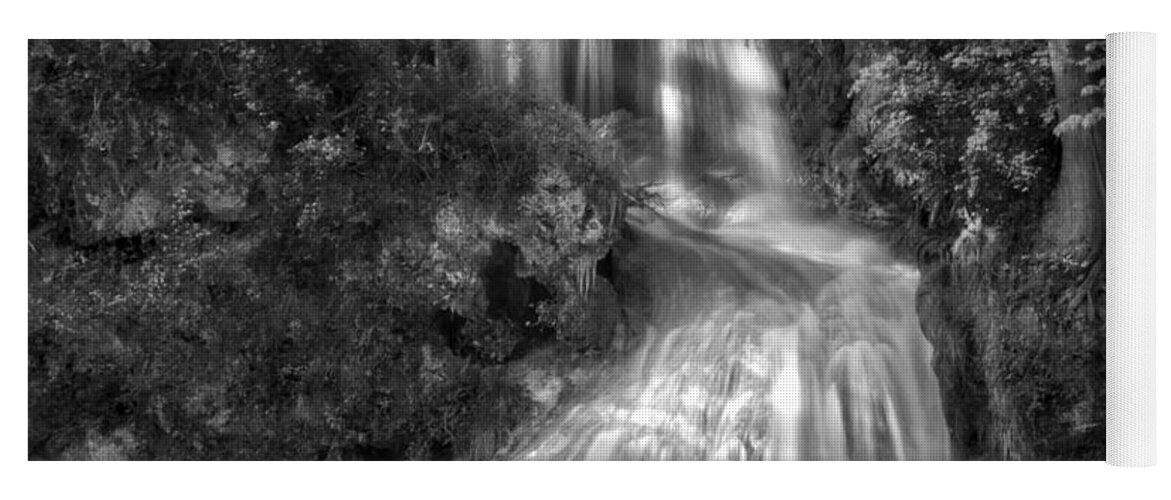 Jemmy Archer Yoga Mat featuring the photograph Shenandoah Waterfall B W by Jemmy Archer