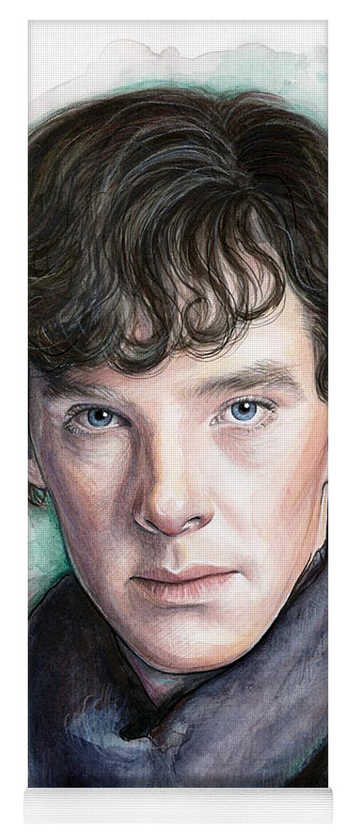 Sherlock Yoga Mat featuring the painting Sherlock Holmes Portrait Benedict Cumberbatch by Olga Shvartsur