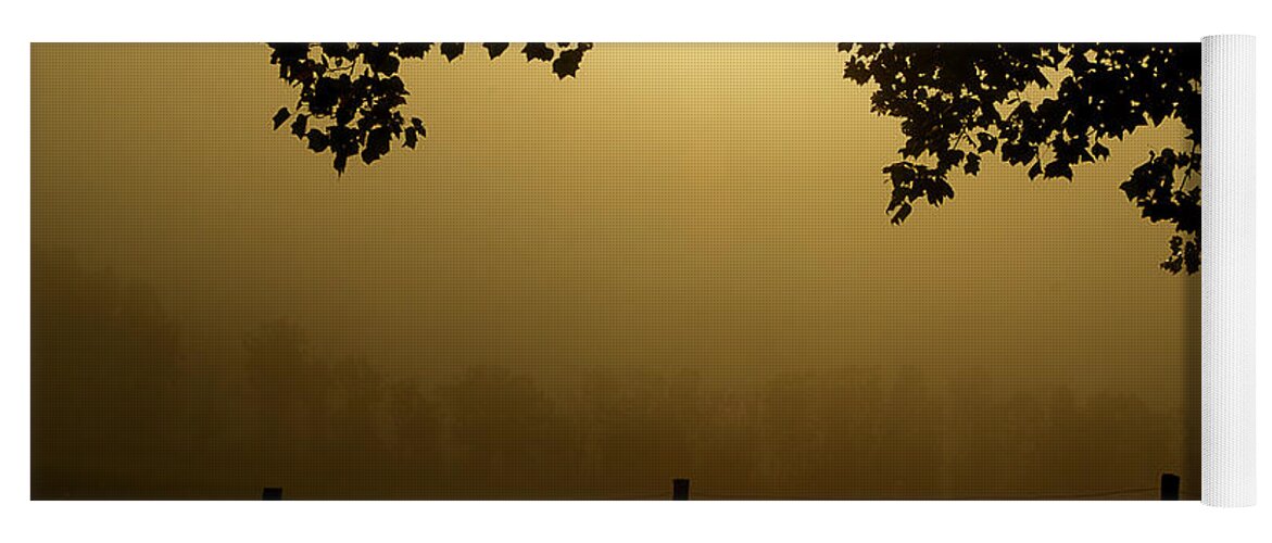 Cades Cove Yoga Mat featuring the photograph Shining Through The Fog by Michael Eingle