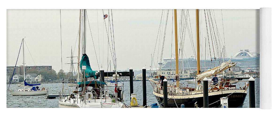Newport Yoga Mat featuring the photograph Ships in Newport Harbor by Mitchell R Grosky