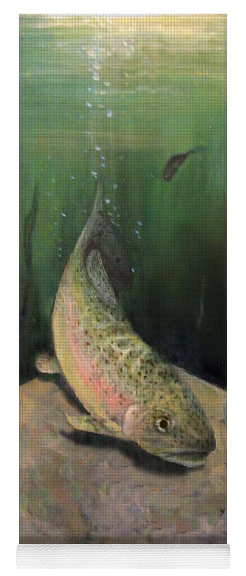 Nature Yoga Mat featuring the painting Single Trout by Donna Tucker