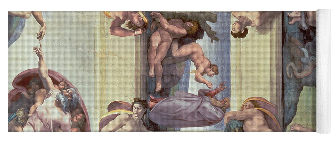 Sistine Chapel Ceiling 1508 12 The Creation Of Eve 1510 Fresco Post Restoration Yoga Mat