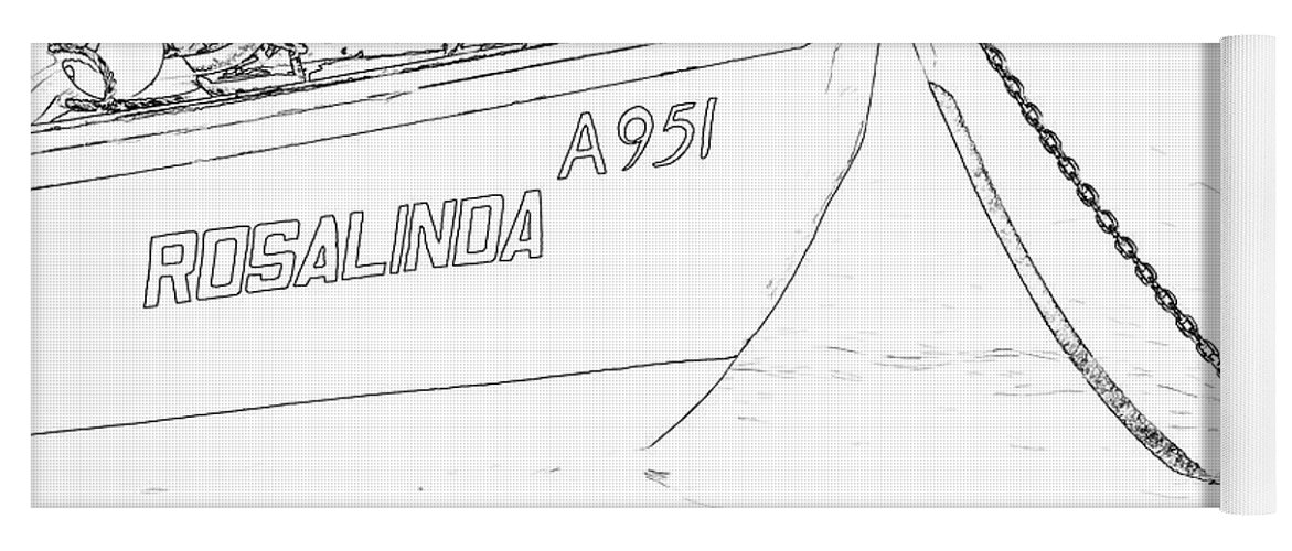 951 Yoga Mat featuring the photograph Sketch of the Fishing Boat of Aruba Rosalinda by David Letts