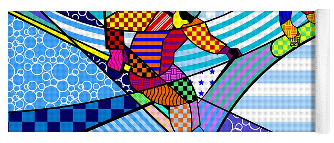 Colorful Yoga Mat featuring the digital art Skiing by Randall J Henrie