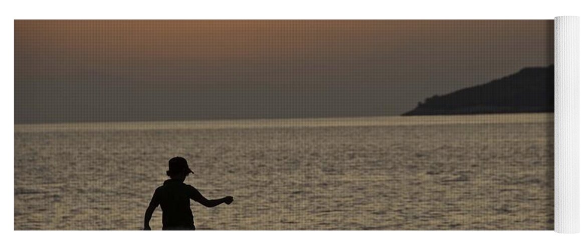 Skopelos Yoga Mat featuring the photograph Skopelos Sunset - Fisher Boy - 1 by James Lavott