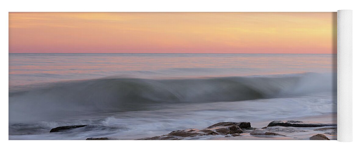 Beach Yoga Mat featuring the photograph Slow Motion Wave At Colorful Sunset by Jo Ann Tomaselli