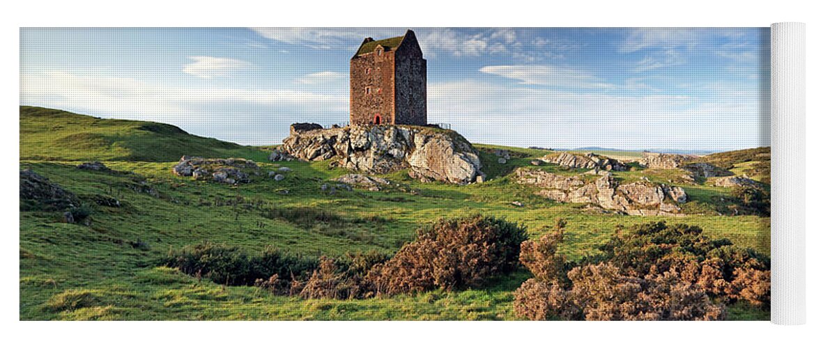 Tower Yoga Mat featuring the photograph Smailholm Tower by Grant Glendinning