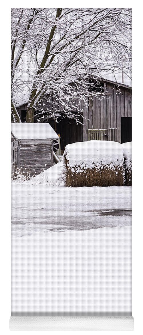 Farm Yoga Mat featuring the photograph Snow Covered Farm by Holden The Moment