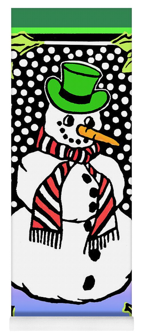 Card Yoga Mat featuring the mixed media Snowman by Nancy Griswold