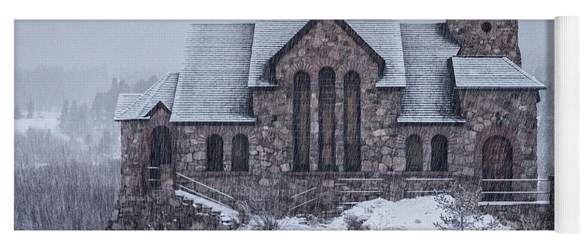 Snow Yoga Mat featuring the photograph Snowy Church by Darren White