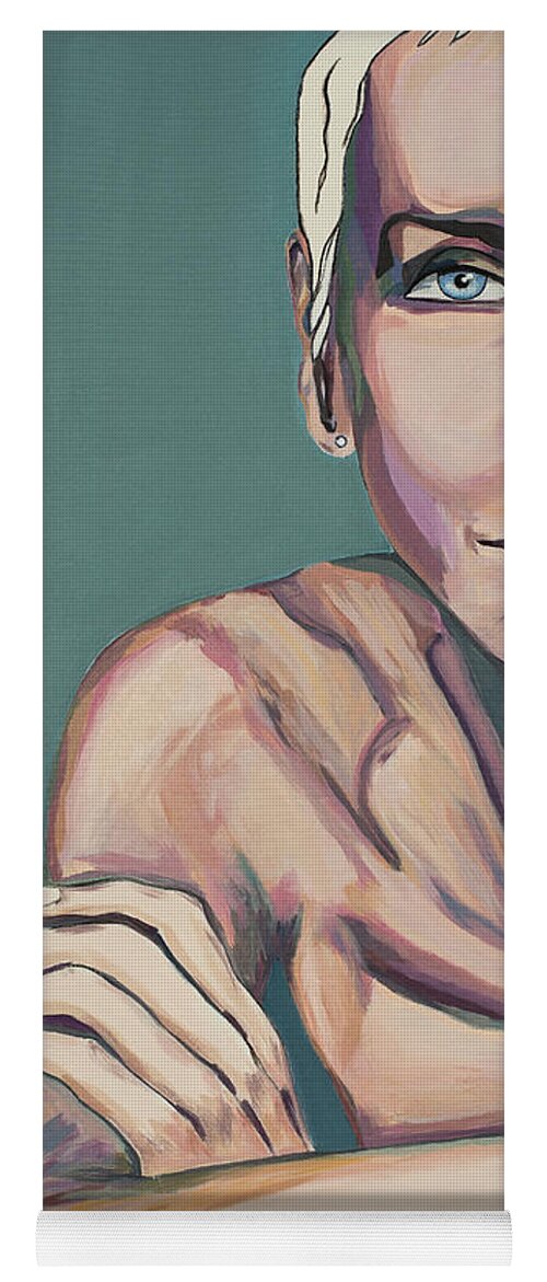 Annie Lennox Yoga Mat featuring the painting So Baby talk to me by Christel Roelandt
