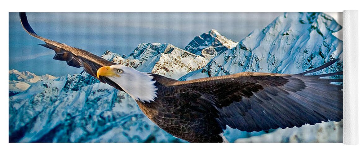 Eagle Yoga Mat featuring the photograph Soaring Bald Eagle by Gary Keesler
