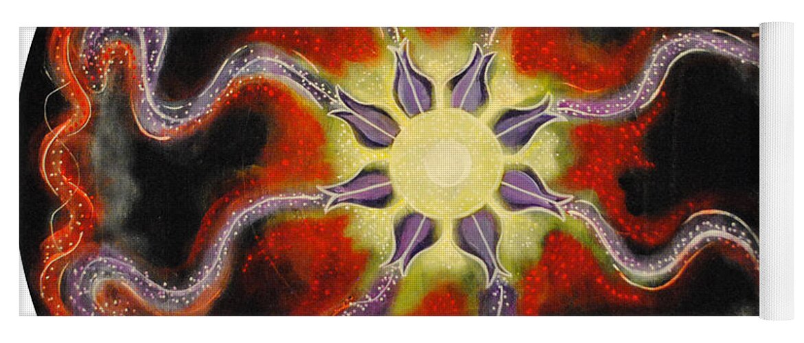 Sun Yoga Mat featuring the painting Solar Soul Red Illumination by Patricia Arroyo