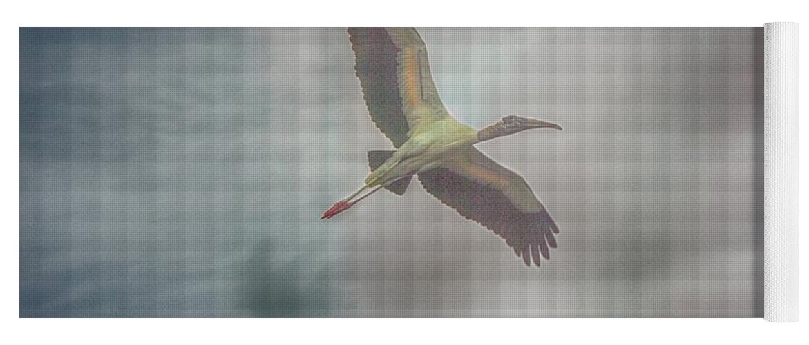Wood Stork Yoga Mat featuring the photograph Solo Flight by Dennis Baswell