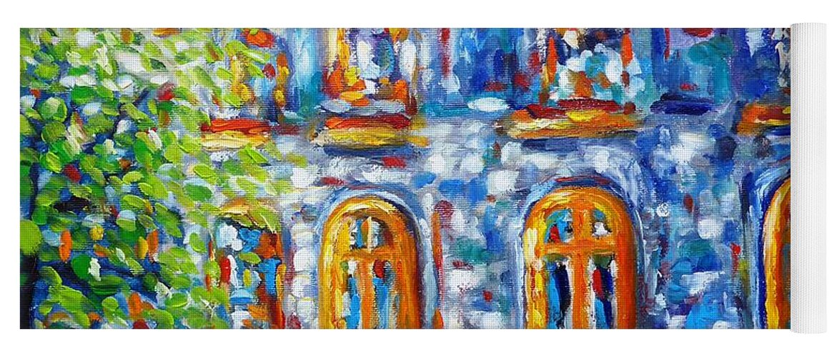 Painting Yoga Mat featuring the painting Somewhere in Montreal - Cityscape by Cristina Stefan