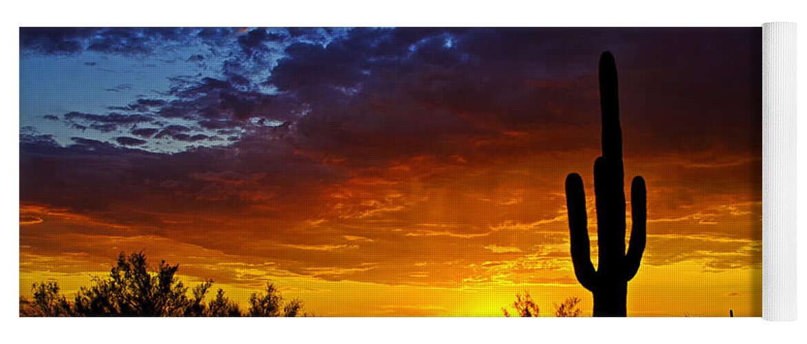 Sunset Yoga Mat featuring the photograph Sonoran Style Sunset by Saija Lehtonen