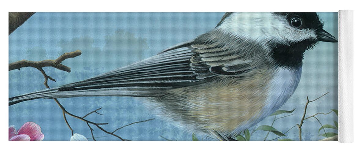 Black-capped Chickadee Painting Yoga Mat featuring the painting Sounds of Spring by Mike Brown