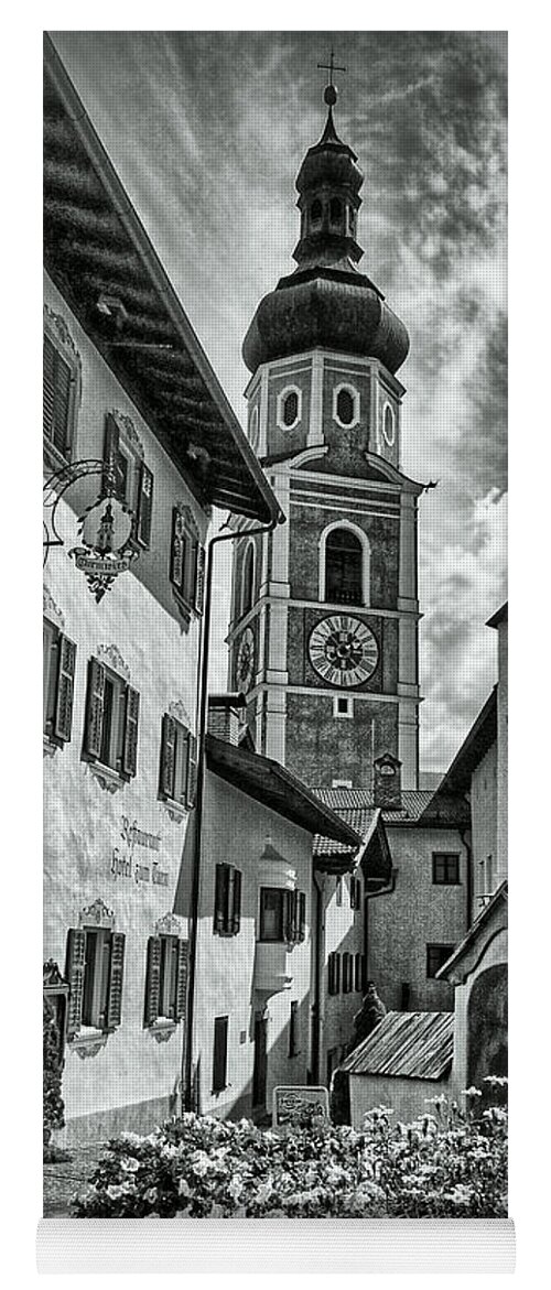 Kastelruth Yoga Mat featuring the photograph South Tyrol B/W by Hanny Heim