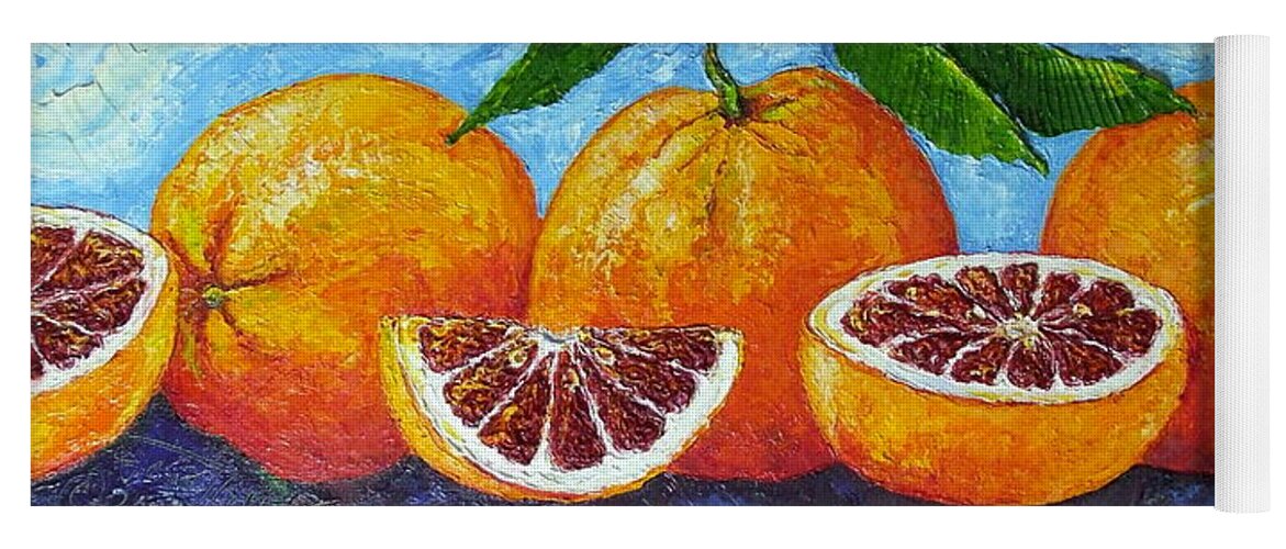 Spanish Blood Orange Yoga Mat featuring the painting Spanish Blood Oranges by Paris Wyatt Llanso