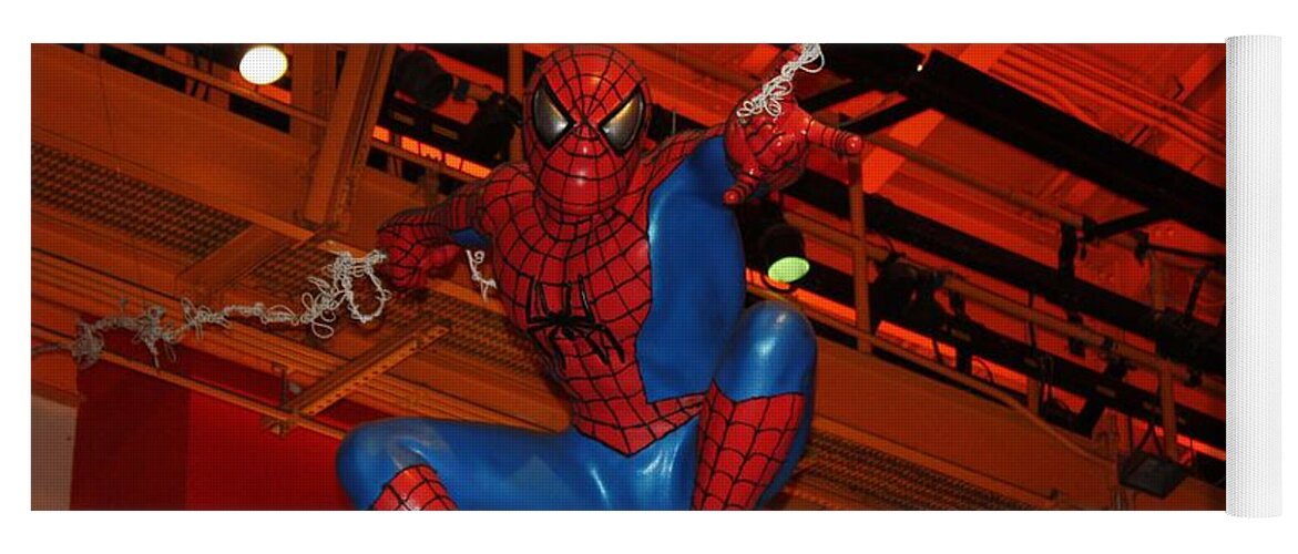 Spiderman Swinging Through The Air Yoga Mat featuring the photograph Spiderman Swinging Through the Air by John Telfer
