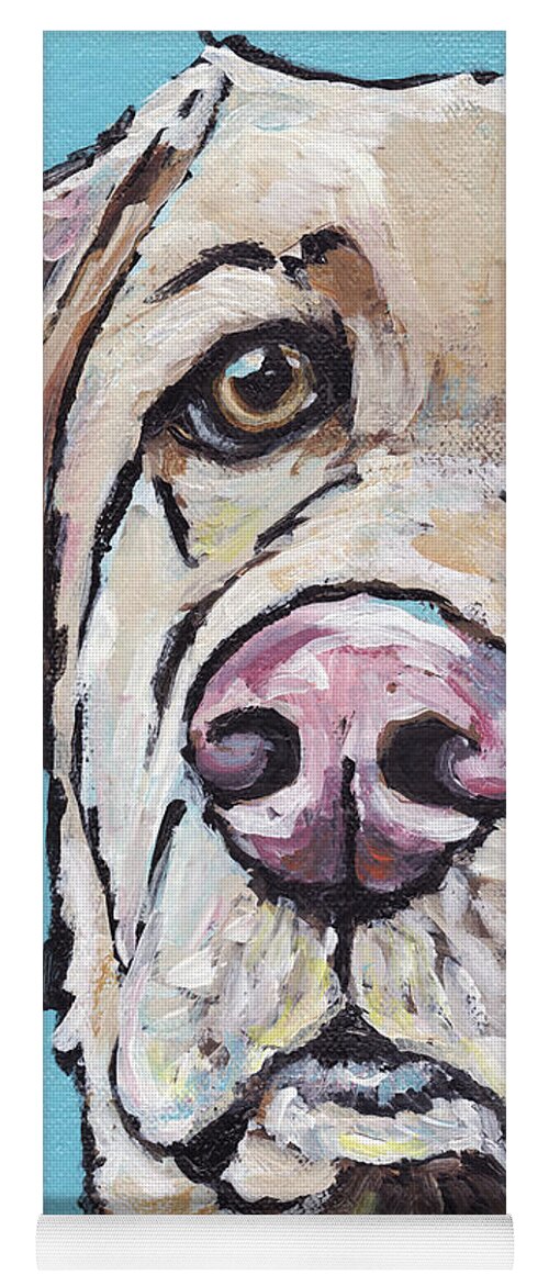 Yellow Lab Yoga Mat featuring the painting Spike by Greg and Linda Halom