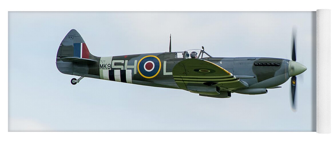 D-day Invasion Stripes Yoga Mat featuring the photograph Spitfire Mk IX by Gary Eason