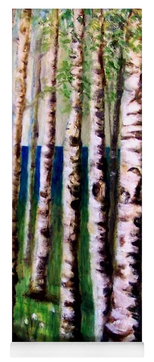 Oil Painting Yoga Mat featuring the painting Spring Birch by Deb Stroh-Larson