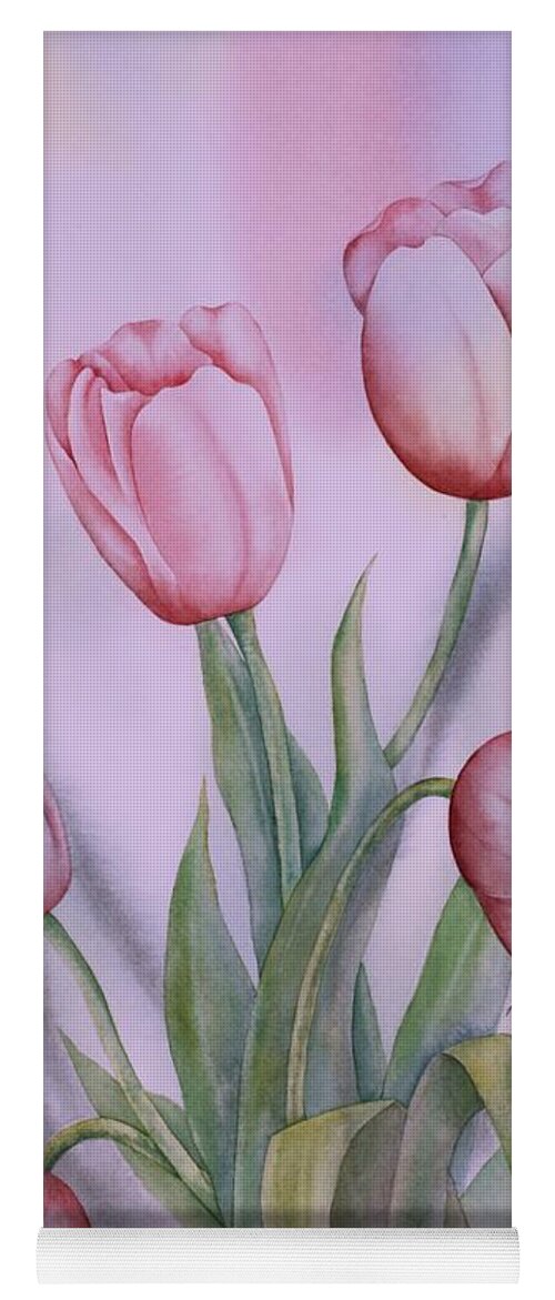 Pink Tulips Yoga Mat featuring the painting Spring Blooms Spring by Heather Gallup
