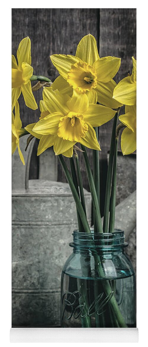 Daffodils Yoga Mat featuring the photograph Spring Daffodil Flowers by Edward Fielding