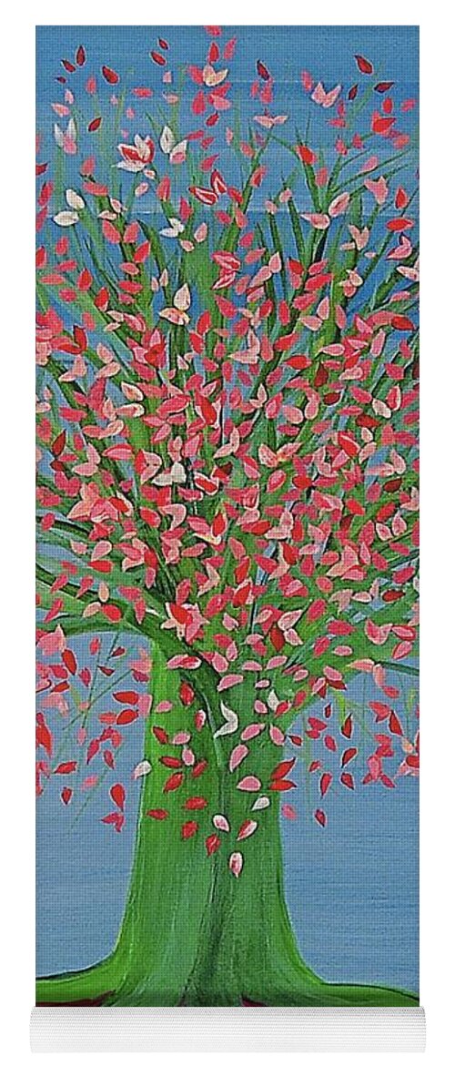Spring Yoga Mat featuring the painting Spring Fantasy Tree by jrr by First Star Art