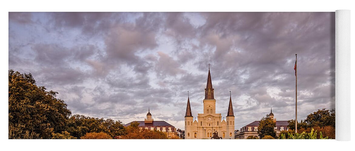 Jackson Yoga Mat featuring the photograph St. Louis Cathedral and Jackson Square - French Quarter - New Orleans Louisiana by Silvio Ligutti