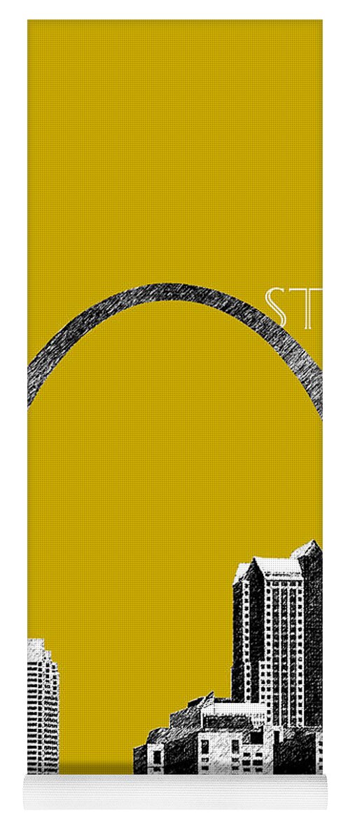 Architecture Yoga Mat featuring the digital art St Louis Skyline Gateway Arch - Gold by DB Artist