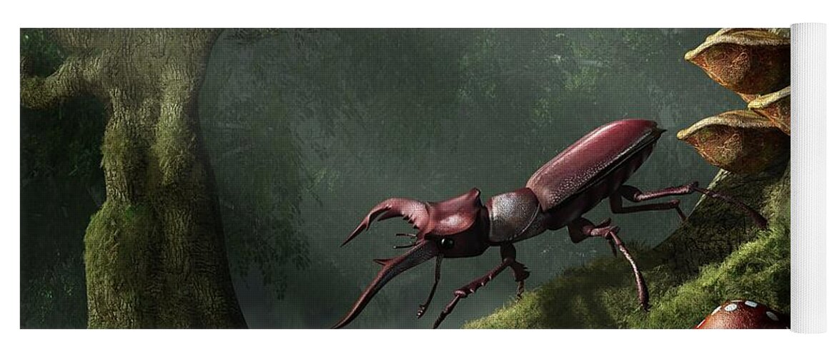 Stag Beetle Yoga Mat featuring the digital art Stag Beetle by Daniel Eskridge