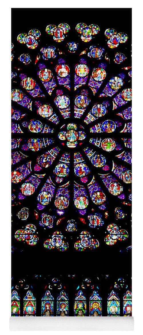 Stained Yoga Mat featuring the photograph Stained Glass at Notre Dame by Pablo Lopez