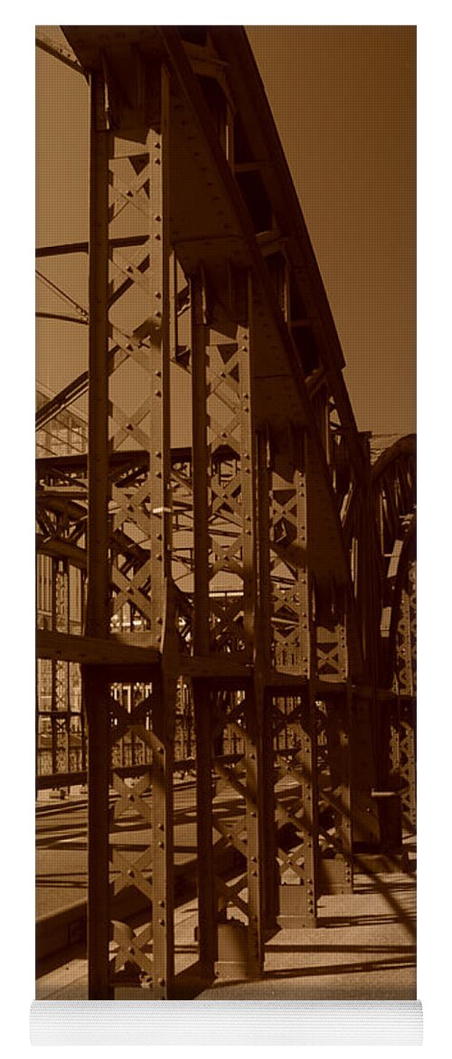 Steel Bridge Yoga Mat featuring the photograph Steel Shadows by Miguel Winterpacht
