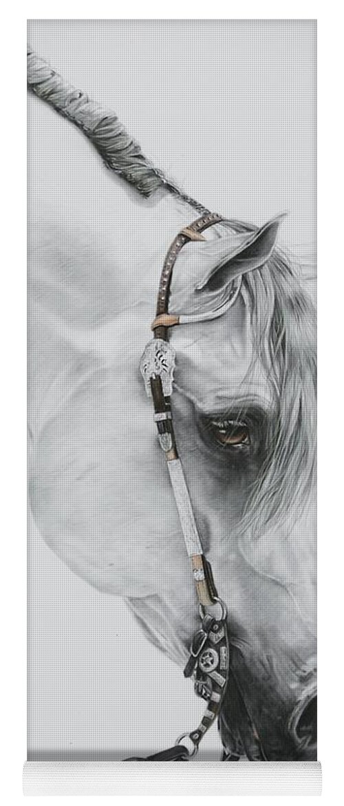 Grey Horse Yoga Mat featuring the pastel Sterling by Joni Beinborn