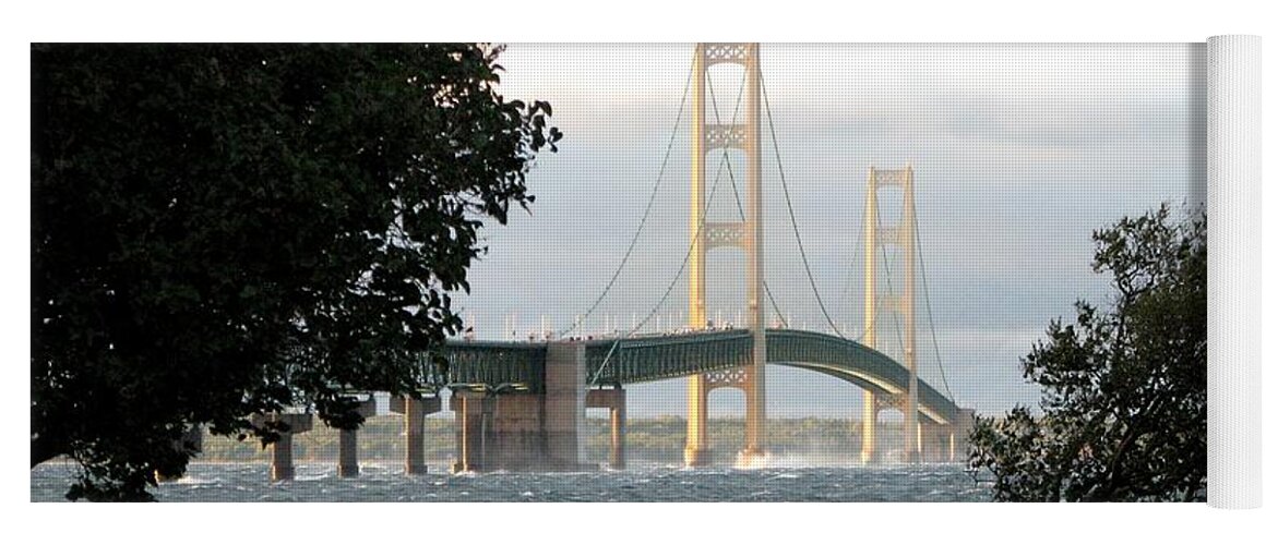 Mackinac Bridge Yoga Mat featuring the photograph Stormy Straits of Mackinac 2 by Keith Stokes