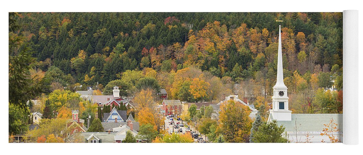 Vermont Yoga Mat featuring the photograph Stowe Vermont aerial by Ken Brown