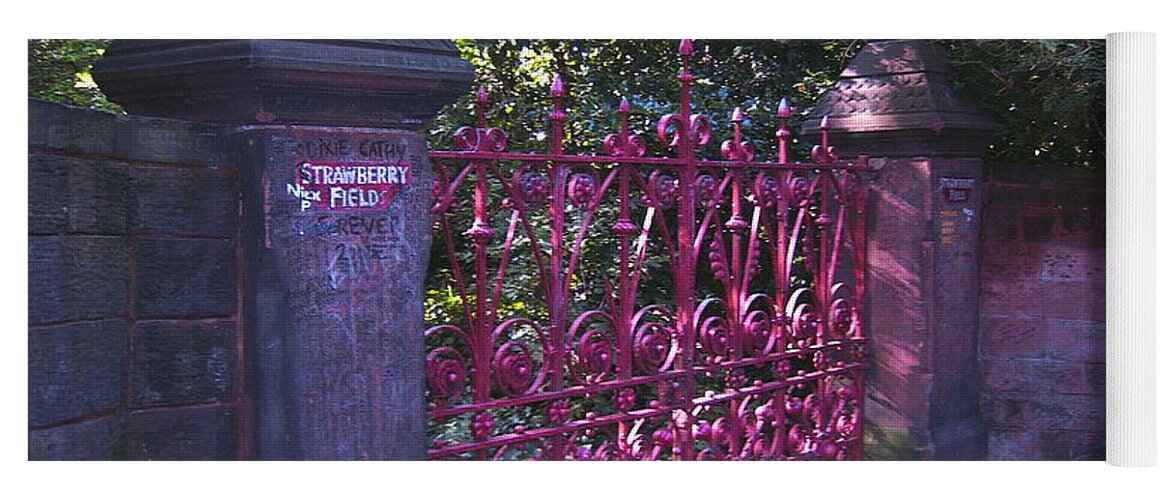 Beatles Yoga Mat featuring the photograph Strawberry Field Gates by Steve Kearns