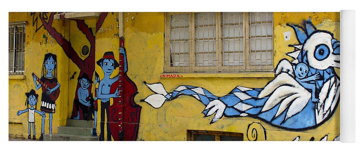 Street Art Yoga Mat featuring the photograph Street art Valparaiso Chile 12 by Kurt Van Wagner