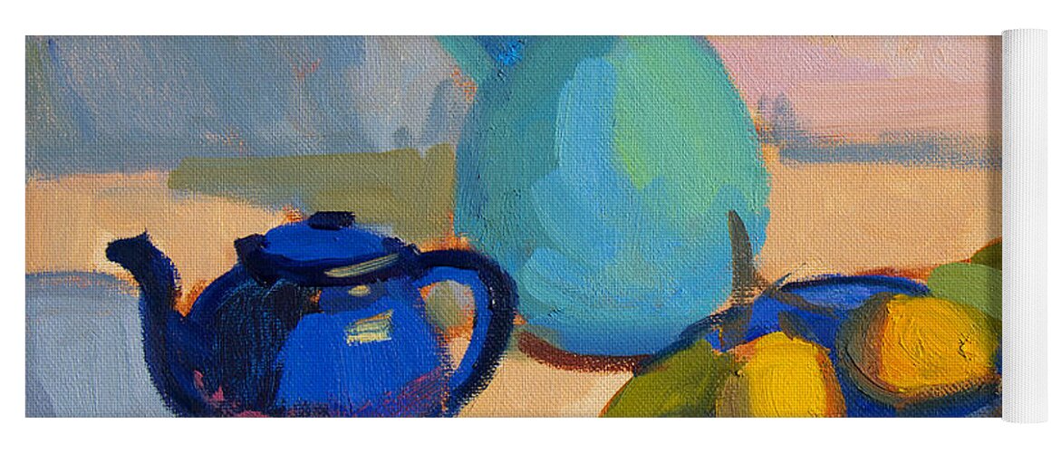Still Life Yoga Mat featuring the painting Study in Blue by Diane McClary