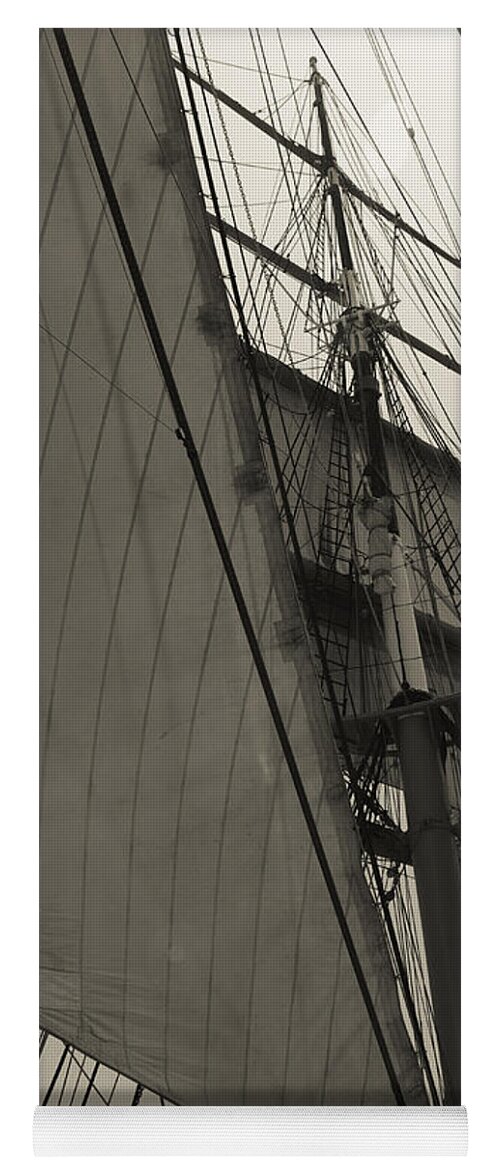 Sail Yoga Mat featuring the photograph Suare and Triangle Black and White Sepia by Scott Campbell