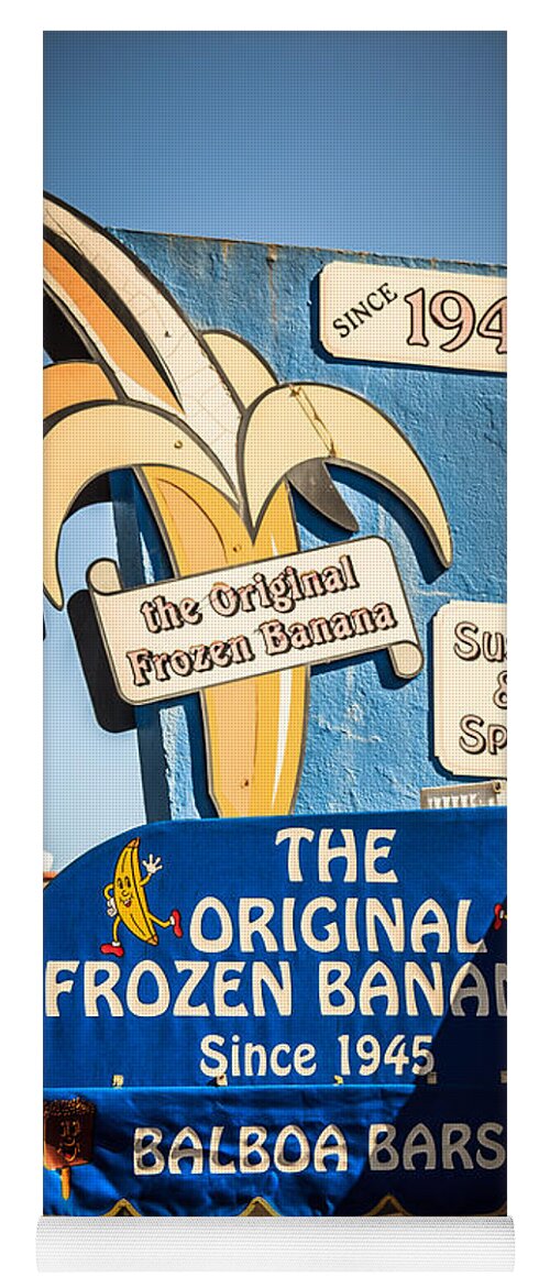 1945 Yoga Mat featuring the photograph Sugar and Spice Frozen Banana Sign on Balboa Island by Paul Velgos
