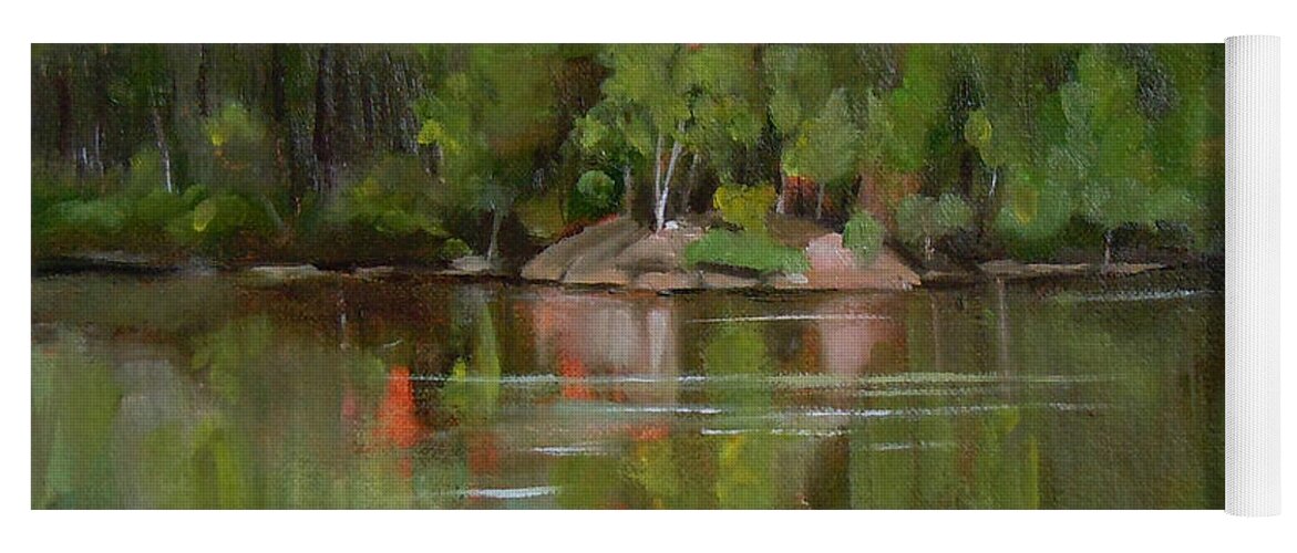Mirror Lake Yoga Mat featuring the painting Summer at Mirror Lake by Nancy Griswold