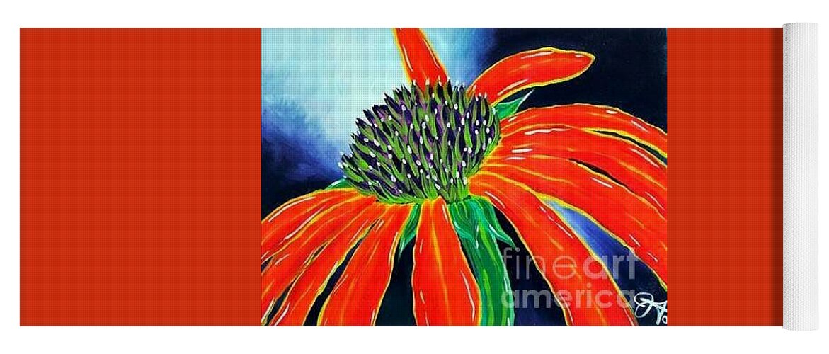 Cone Yoga Mat featuring the painting Summer Kissed Cone Flower by Jackie Carpenter