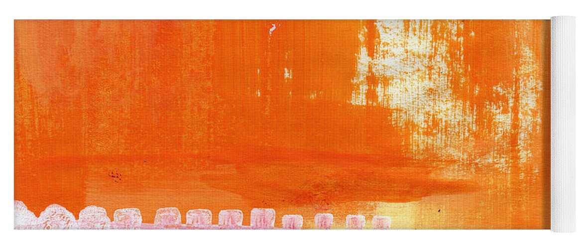 Orange Abstract Art Yoga Mat featuring the painting Summer Picnic- colorful abstract art by Linda Woods