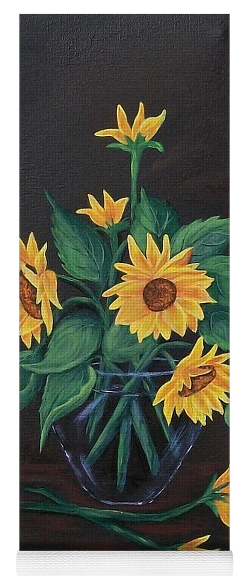 Yellow Yoga Mat featuring the painting Sun Flowers by Sharon Duguay