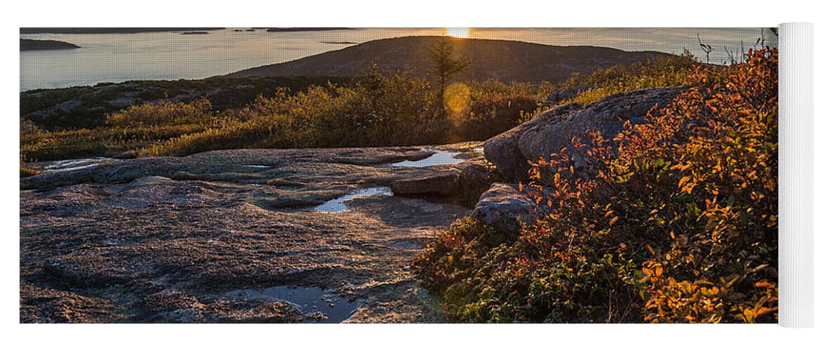 Acadia Yoga Mat featuring the photograph Sun Rise Shock by Kristopher Schoenleber