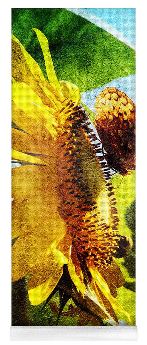 Beautiful Yoga Mat featuring the photograph Sunflower Butterfly And Bee by Andee Design