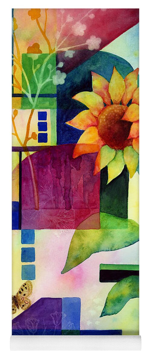 Sunflower Yoga Mat featuring the painting Sunflower Collage 2 by Hailey E Herrera